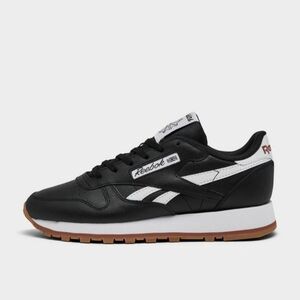 REEBOK WOMEN'S CLASSIC BLACK/WHITE/BRICK LEATHER SNEAKERS